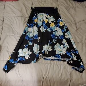 Apt. 9 Asymmetrical Skirt in Black and Blue Floral